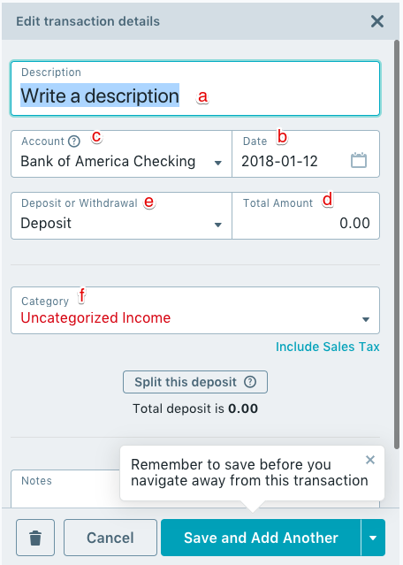 add income manually in mint