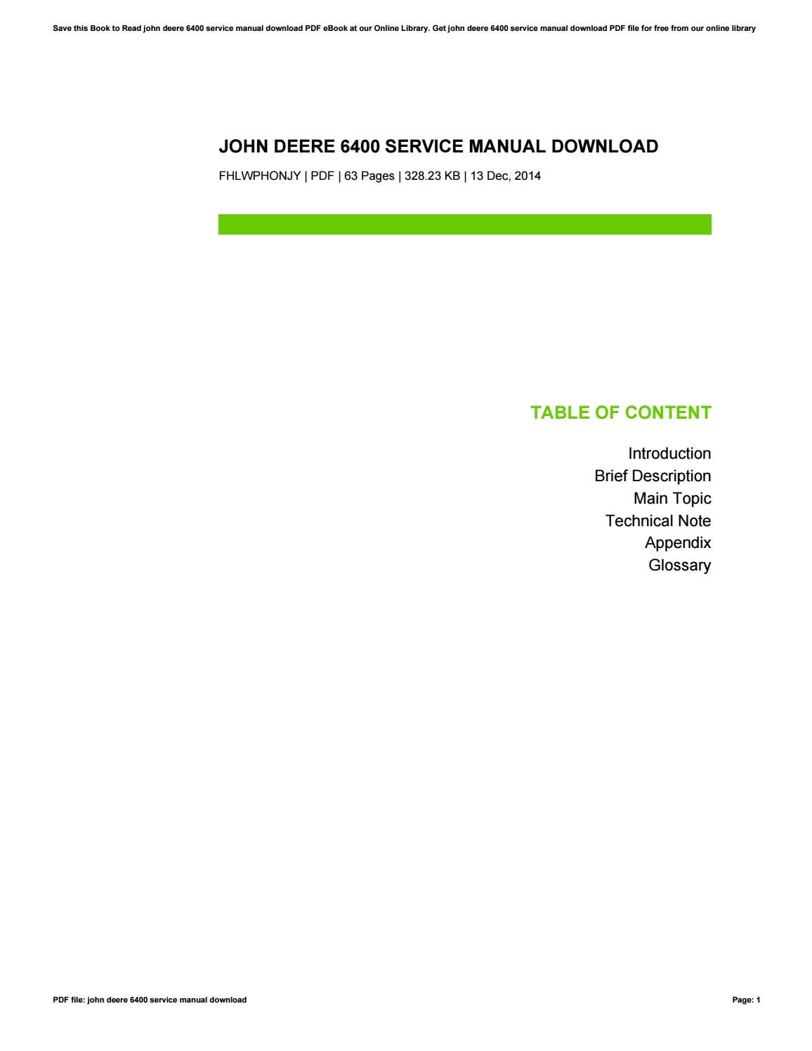 download john deere maintenance manuals